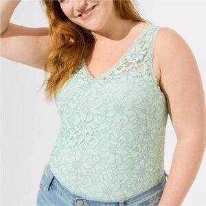 Torrid Light Green Lace Tank Top 2X